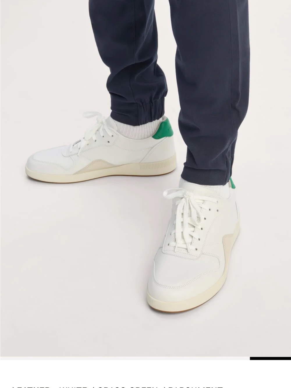 Everlane Men’s White grass green parchment Leather court Sneakers